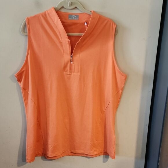 Callaway Orange Sleeveless Muscle Tee with Mandarin Collar XXL NEW CONDITION - Picture 1 of 3